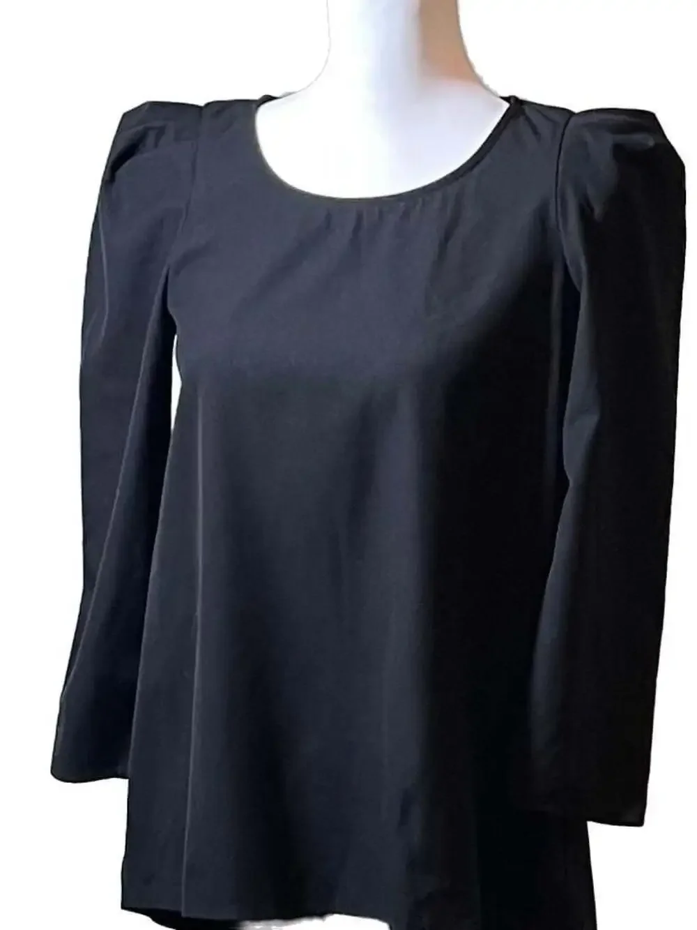 Tuckernuck Black Puff Shoulder Long Sleeve Crewneck‎ Blouse,Sz. XL, Curated Look